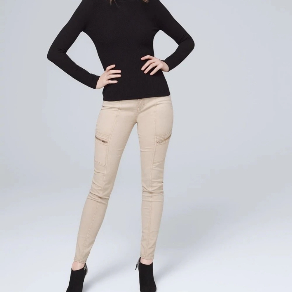 WHBM Khaki Colored Cropped Skinny Pants. Size 4